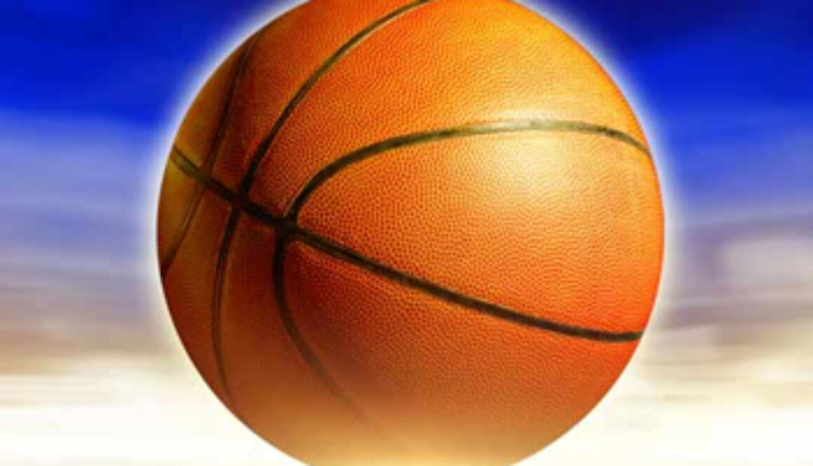 basketball illustration on sky background